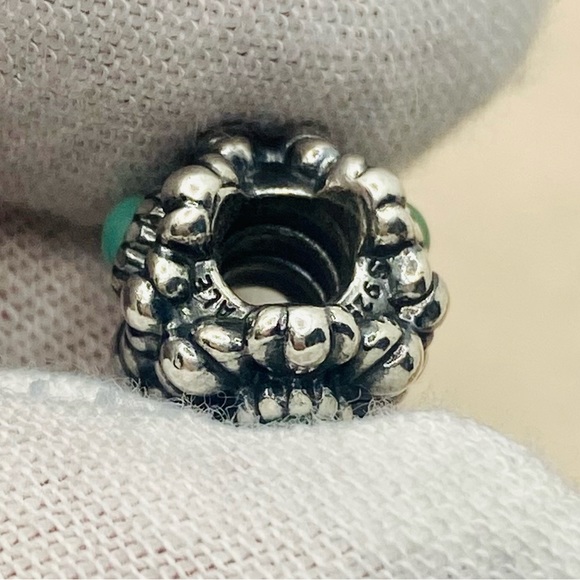 EUC Pandora 790580CH Sterling Silver May Birthday Blooms Bead w/ Chrysoprase - Picture 10 of 11